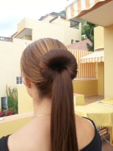 diseño en coleta de cabello